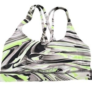 Lululemon Energy Bra Medium Support B–D Cups Paint Glide Warp Green Black Sz 6